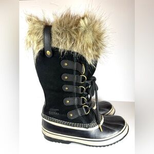 SOREL Joan of Arctic Faux Fur Black Waterproof Snow‎ Boot Women’s Size 7.5